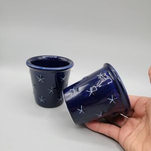 Longaberger Blue Pottery Votive Candle Holders Set Of Two